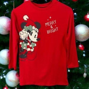 Disney girls Adorable nightgown Large red minnie mouse long sleeve merry  bright
